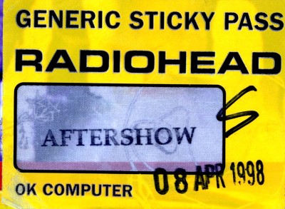 iohead backstage pass1998